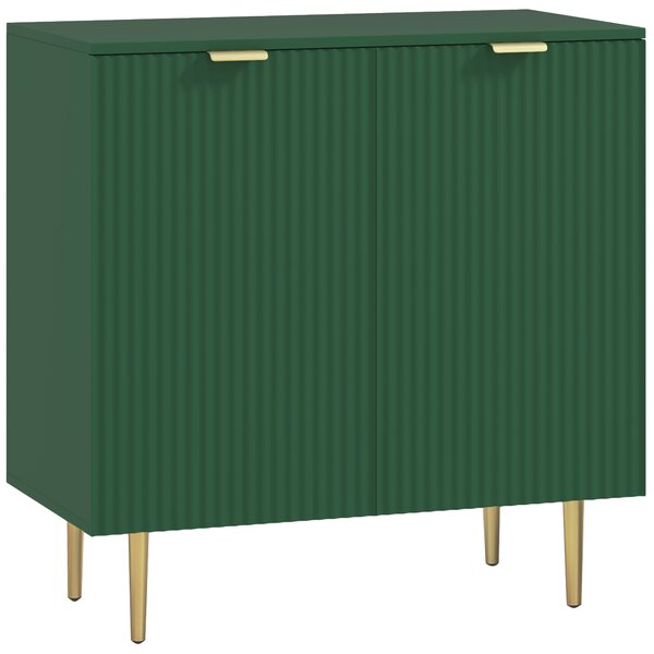 HOMCOM Buffet da Cucina con 2 Ante, Ripiano Regolabile e Piedini Metallici Rialzati, 80x40x80 cm, Verde Oliva | Aosom Italy