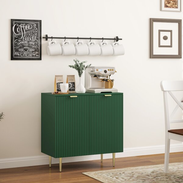 HOMCOM Buffet da Cucina con 2 Ante, Ripiano Regolabile e Piedini Metallici Rialzati, 80x40x80 cm, Verde Oliva | Aosom Italy