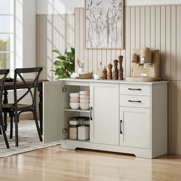 HOMCOM Mobile Cucina con 2 Cassetti e 3 Armadietti, Ripiani Regolabili, 120x38x79 cm, Crema | Aosom Italy