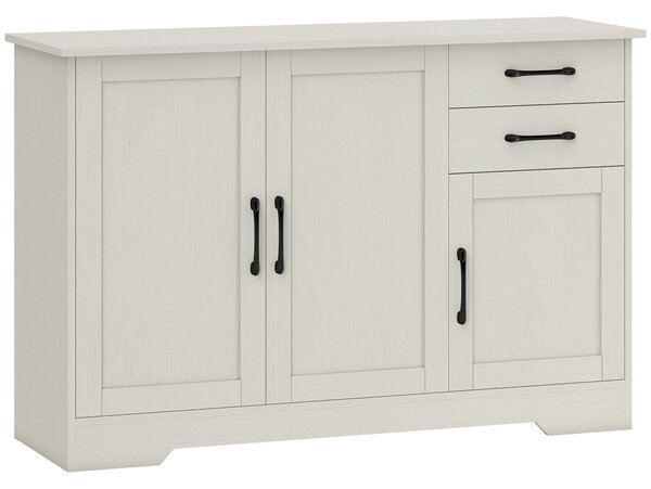 HOMCOM Mobile Cucina con 2 Cassetti e 3 Armadietti, Ripiani Regolabili, 120x38x79 cm, Crema | Aosom Italy
