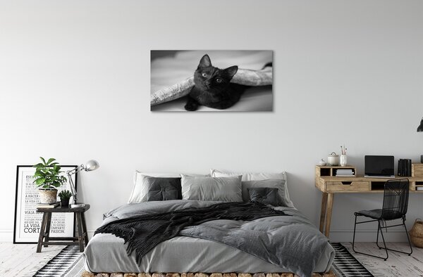 Quadro stampa su tela Gatto sotto le copertine 100x50 cm