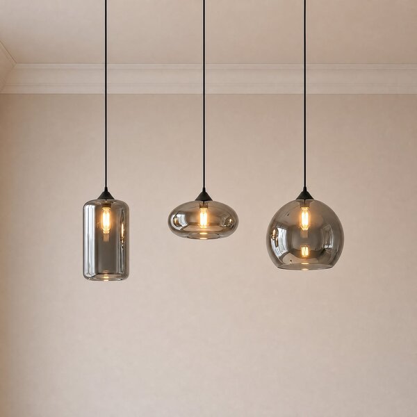 Lampada a sospensione Lindby, Marla, dimmerabile, Grigio, Soggiorno, Metallo, Moderno