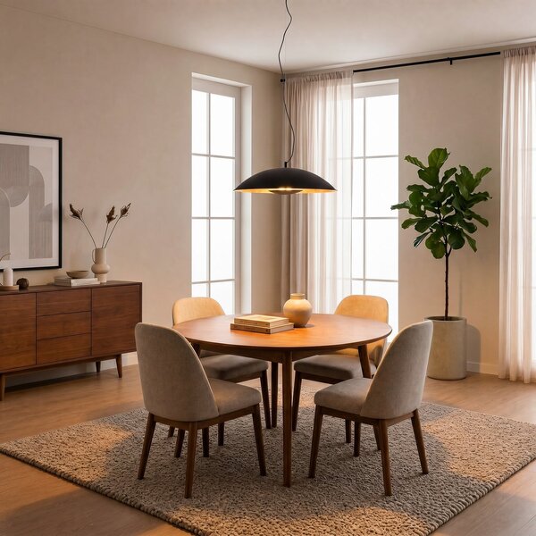 Lampada a sospensione Lindby, Emilienne, dimmerabile, Nero, Soggiorno, Metallo, Moderno