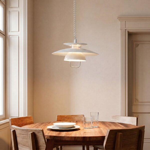Lampada a sospensione Lindby, Nadija, dimmerabile, Bianco, Cucina, Metallo, Scandinavo