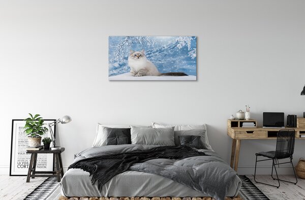 Quadro su tela Gatto in inverno 100x50 cm