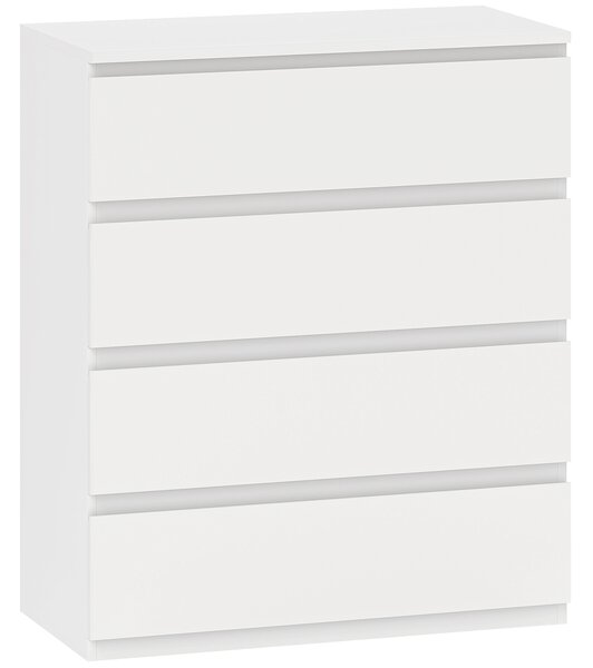 HOMCOM Cassettiera 4 Cassetti Moderna senza Maniglie per Camera e Soggiorno, 80x39x95 cm, Bianco | Aosom Italy