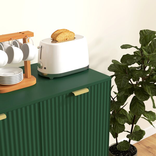 HOMCOM Buffet da Cucina con 2 Ante, Ripiano Regolabile e Piedini Metallici Rialzati, 80x40x80 cm, Verde Oliva | Aosom Italy
