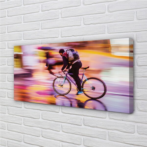 Quadro su tela Man Bike Man 100x50 cm