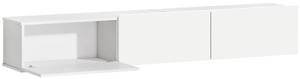 HOMCOM Mobile Porta TV fino a 82" Sospeso con 3 Armadietti a Ribalta e Ante Soft Close, Bianco Lucido | Aosom Italy