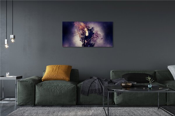 Quadro su tela Note di chitarra donna 100x50 cm