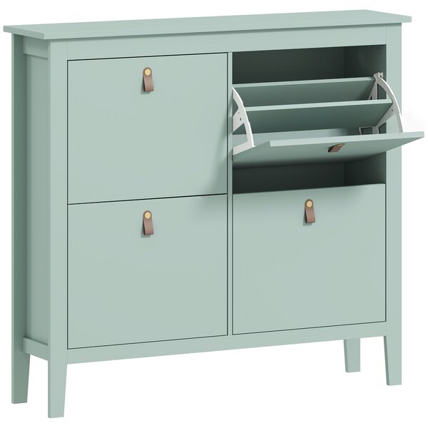 HOMCOM Scarpiera Slim 4 Cassetti per 20 Paia di Scarpe Taglia EU44 e Ripiani Regolabili, 105x24x95.5cm, Verde | Aosom Italy