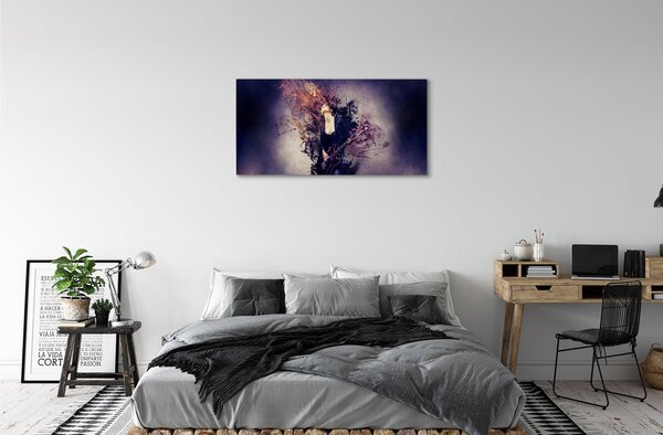 Quadro su tela Note di chitarra donna 100x50 cm