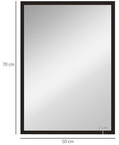 HOMCOM Specchio da Parete Rettangolare con Ganci, in Vetro e MDF, 50x70 cm, Nero | Aosom Italy