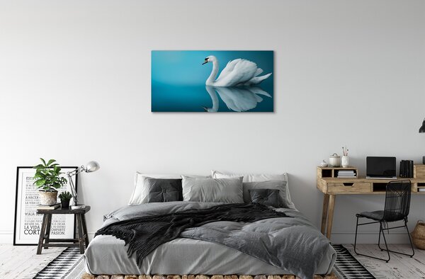 Stampa quadro su tela Cigno in acqua 100x50 cm
