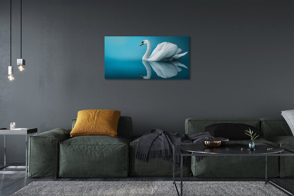 Stampa quadro su tela Cigno in acqua 100x50 cm