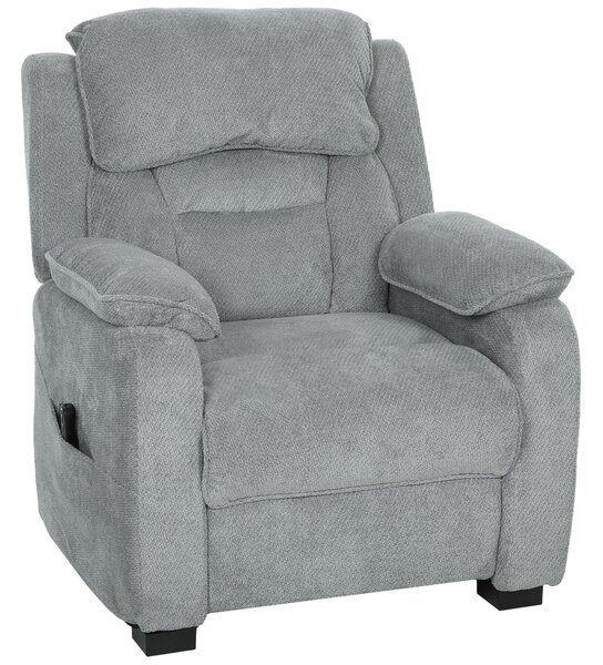 HOMCOM Poltrona Reclinabile 150° con Poggiapiedi, Telecomando e Tasca Laterale, imbottita e Velluto Effetto , 86x90x103 cm, Grigio | Aosom Italy