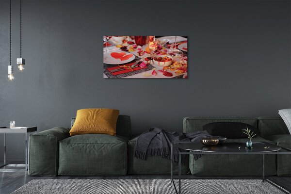 Quadro su tela Cuori di flakes rose Dink occhiali 100x50 cm