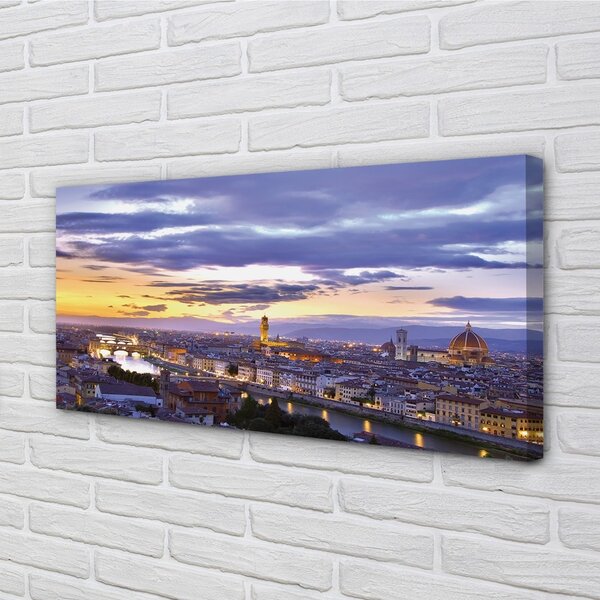 Quadro stampa su tela Sunset del fiume Italia 100x50 cm