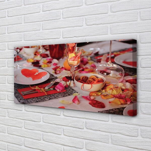 Quadro su tela Cuori di flakes rose Dink occhiali 100x50 cm