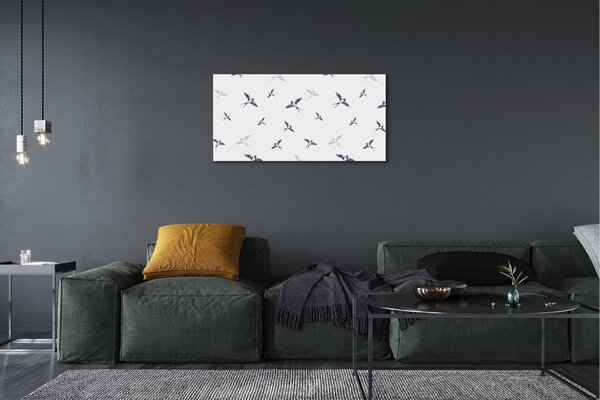 Stampa quadro su tela Uccelli con fiori 100x50 cm
