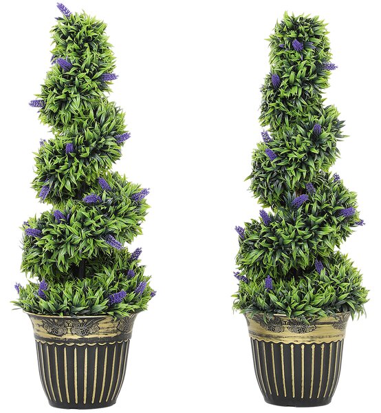 HOMCOM Set 2 Piante Artificiale a Spirale in PE da 90 cm con Vaso Incluso, Verde e Blu | Aosom Italy