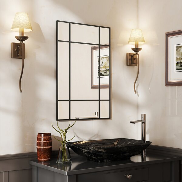 HOMCOM Specchio da Parete Stile Finestra con Montaggio Verticale e Orizzontale, 90x60 cm, Nero | Aosom Italy