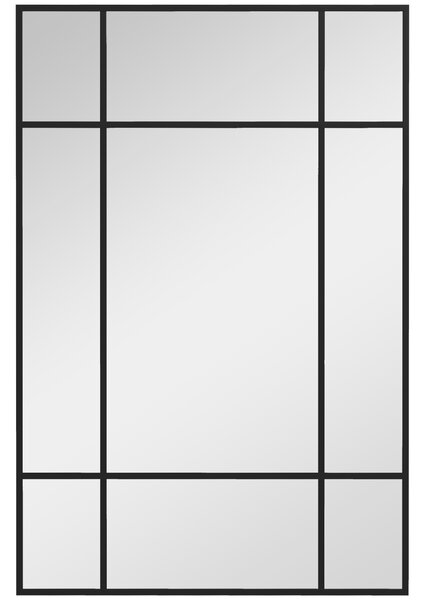 HOMCOM Specchio da Parete Stile Finestra con Montaggio Verticale e Orizzontale, 90x60 cm, Nero | Aosom Italy