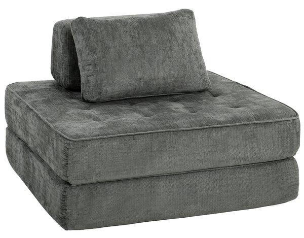 HOMCOM 2-in-1 Poltrona da Pavimento, Divano Chenille Pieghevole con Cuscino di Supporto Spesso, 97x194x50 cm, Grigio | Aosom Italy