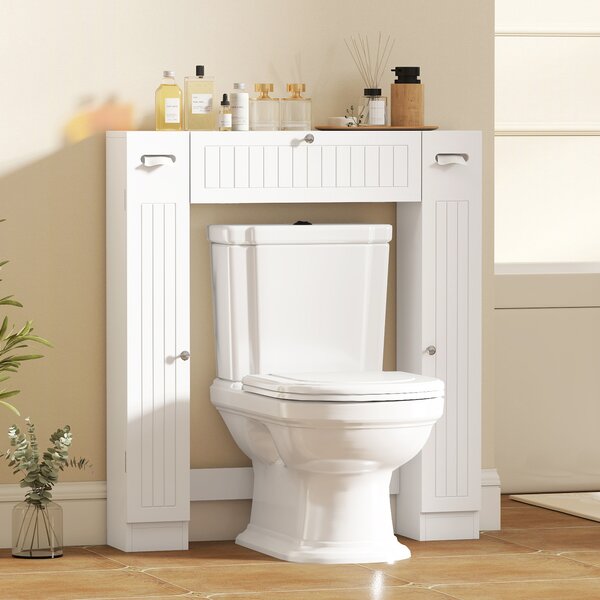 HOMCOM Mobile Sopra WC con 2 Armadietti, Cassetto a Ribalta, Porta Carta Igienica e Ripiani Regolabili, 88x18x98 cm, Bianco | Aosom Italy
