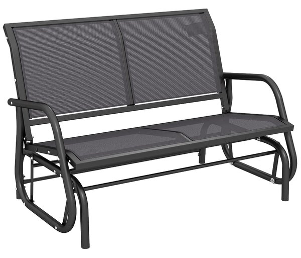 Outsunny Panchina a Dondolo 2 Posti da Giardino in Metallo e Tessuto a Rete, 120x70x85 cm, Grigio | Aosom Italy