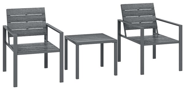 Outsunny Set da Bistrò Set da Giardino 3 Pezzi con 2 Sedie in HDPE, Grigio Scuro | Aosom Italy
