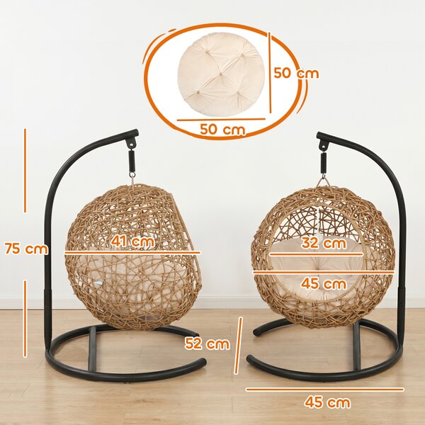 PawHut Letto per Gatti Intrecciato, Casa per Gatti in Rattan Rialzata con Cuscino Lavabile e Pallina da Gioco, Marrone | Aosom Italy