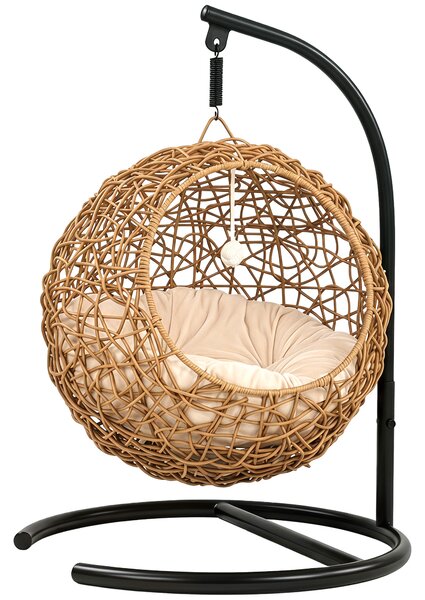 PawHut Letto per Gatti Intrecciato, Casa per Gatti in Rattan Rialzata con Cuscino Lavabile e Pallina da Gioco, Marrone | Aosom Italy