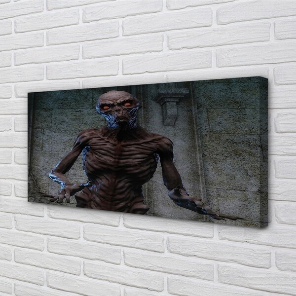 Quadro su tela Una figura terribile nell'edificio 100x50 cm