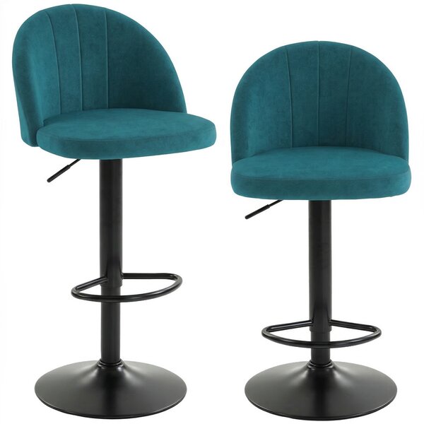 HOMCOM Set di 2 Sgabelli da Bar, Sgabelli Moderni Girevoli con Poggiapiedi, Blu | Aosom Italy