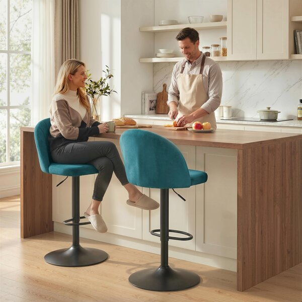 HOMCOM Set di 2 Sgabelli da Bar, Sgabelli Moderni Girevoli con Poggiapiedi, Blu | Aosom Italy