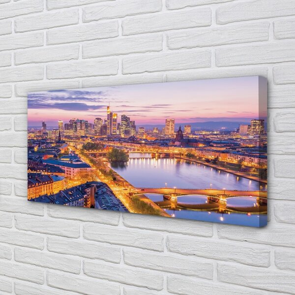 Quadro su tela Germania Berlin Night Panorama 100x50 cm