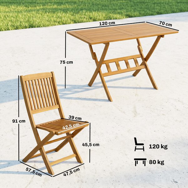 Outsunny Set da Pranzo da Giardino 5 Pezzi, Tavolo e 4 Sedie Pieghevoli | Aosom Italy