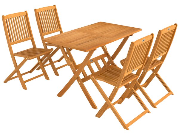 Outsunny Set da Pranzo da Giardino 5 Pezzi, Tavolo e 4 Sedie Pieghevoli | Aosom Italy