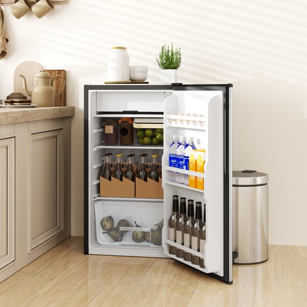 HOMCOM Frigorifero da 91L con Termostato Regolabile, Frigo Piccolo con Ripiani Regolabili e Cassetto, Argento | Aosom Italy