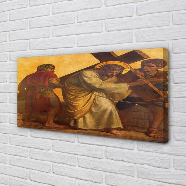 Quadro stampa su tela Gesù attraversa le persone 100x50 cm