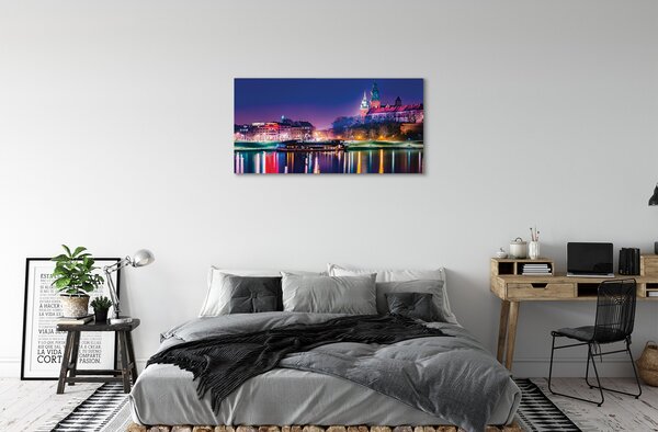 Quadro su tela Fiume Night Night di Krakow City 100x50 cm