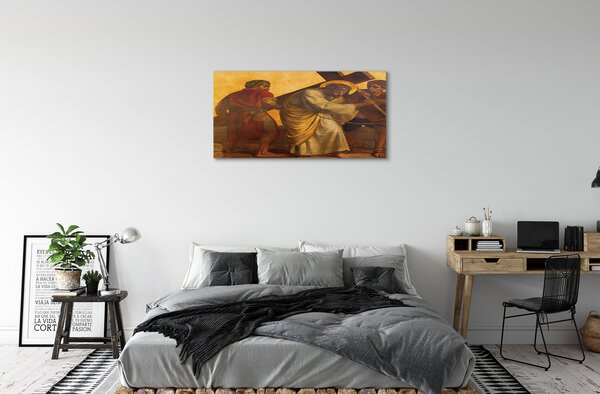 Quadro stampa su tela Gesù attraversa le persone 100x50 cm