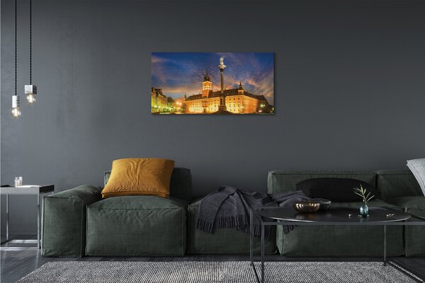Quadro su tela Sunset vecchio città di Varsavia 100x50 cm