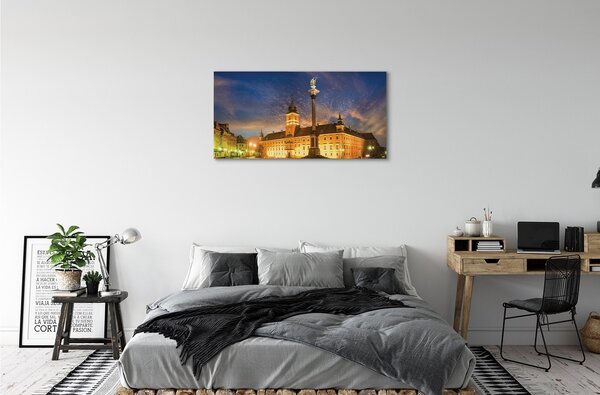Quadro su tela Sunset vecchio città di Varsavia 100x50 cm