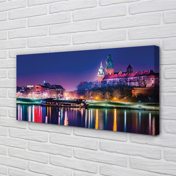Quadro su tela Fiume Night Night di Krakow City 100x50 cm