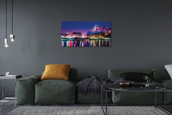 Quadro su tela Fiume Night Night di Krakow City 100x50 cm