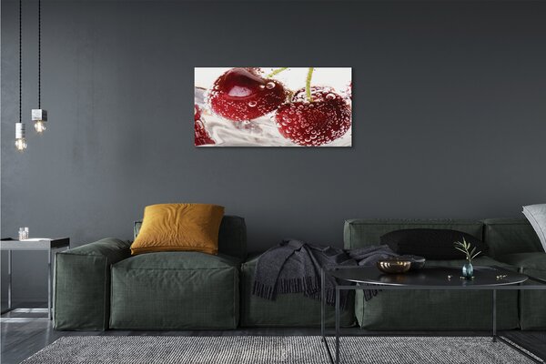 Stampa quadro su tela Ciliegie bagnate 100x50 cm