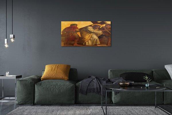 Quadro stampa su tela Gesù attraversa le persone 100x50 cm