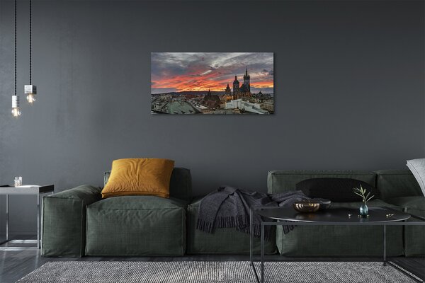 Quadro su tela Panorama del tramonto di Cracovia 100x50 cm